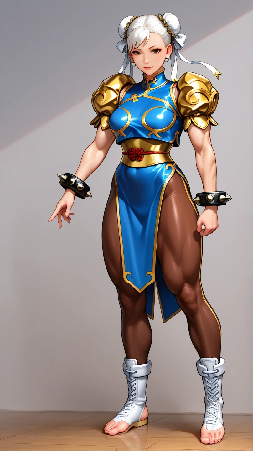 female drow elf blue pale skin full body whole body 1sologirl loincloth standing warrior proud expression, hands on hips, loincloth standing, hands on hips, metal sandals, leather choker with golden bell bellybutton navel, leather corset, big belt, view from below, feet together, bracers, tiara