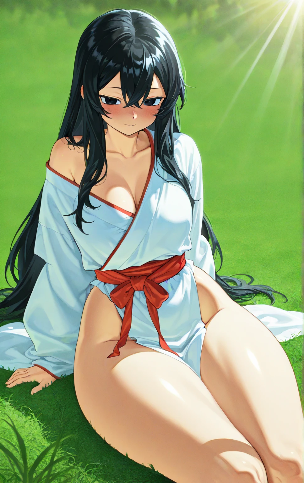 In front of the torii gate,Beauty Japanese Women,Model body type,8-headed beauty,Nude,Wearing a kimono,Wear clogs,Give someone a Japanese umbrella,(Black hair,Long Hair),Pointed nipples,Large Breasts,The genitals are visible,Thin pubic hair,Thick pubic area,My genitals are wet,Beautiful adult woman,Spread your legs,Cannabis in the garden(Houseplants bloom)The plant is blooming,