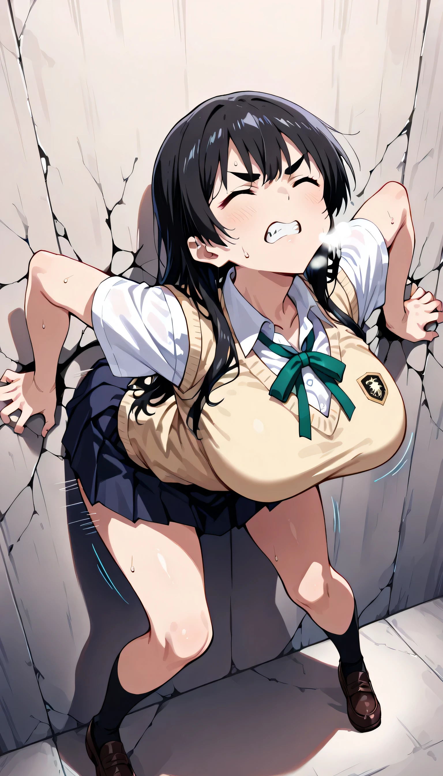 1man and 1woman having sex,mature woman,standing doggystyle,rolling up eyes,flying heart-shapes,shaking effect,black hair,open mouth,saliva,shouting bubbles,at off-street