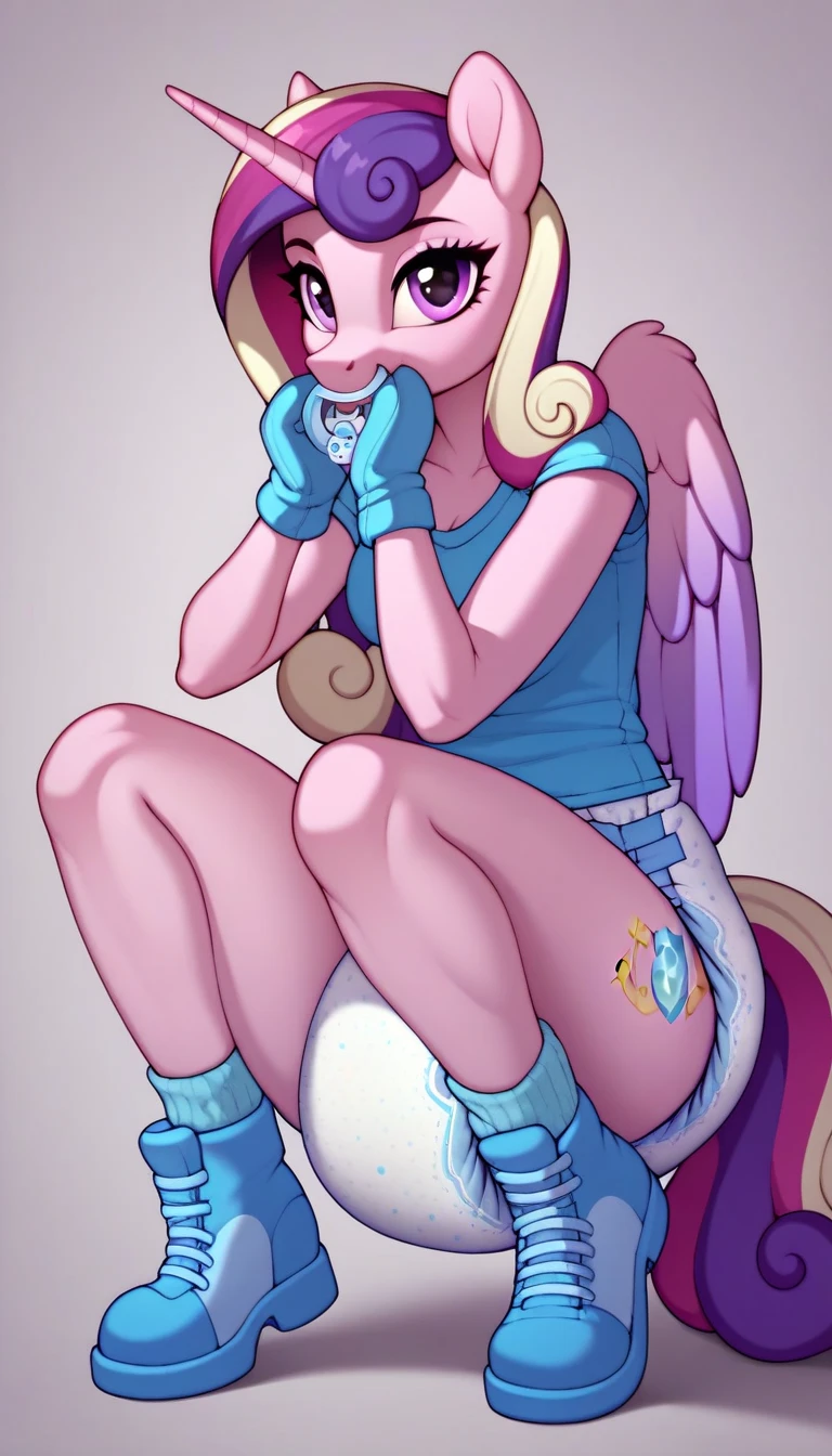 my little pony equestria girls princess cadence , HUGE titties , wearing purple crop top , beige short skirt , pink backpack , purple shoes , white socks , riding dick