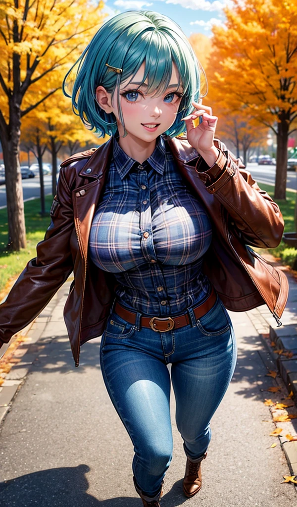 ((Thick tights)) ((big ass)) ((wide hips)) ((large sagging breasts)) ((1 girl with a mischievous smile)) ((hot sexy)) ((red hair punk style bob)), green eyes, straight hair, extremely sexy body, choker, (((wearing a top for stylish jacket bottom, bold lace top, short denim shorts))), (best quality, ultra-detailed, photorealistic: 1.37) extremely detailed, hyper detailed, (((perfect face)), soft lighting, ((best quality)), dynamic pose, Sexy pose, cute and sexy expression , in the square park, at sunset, full body, pussy pov