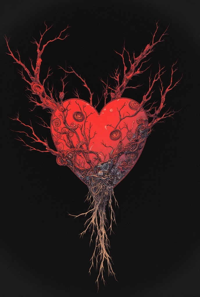 I want you to draw half a human heart on one side and half a butterfly on one side., the two in a balance and in the form of a drawing, in this case it is band