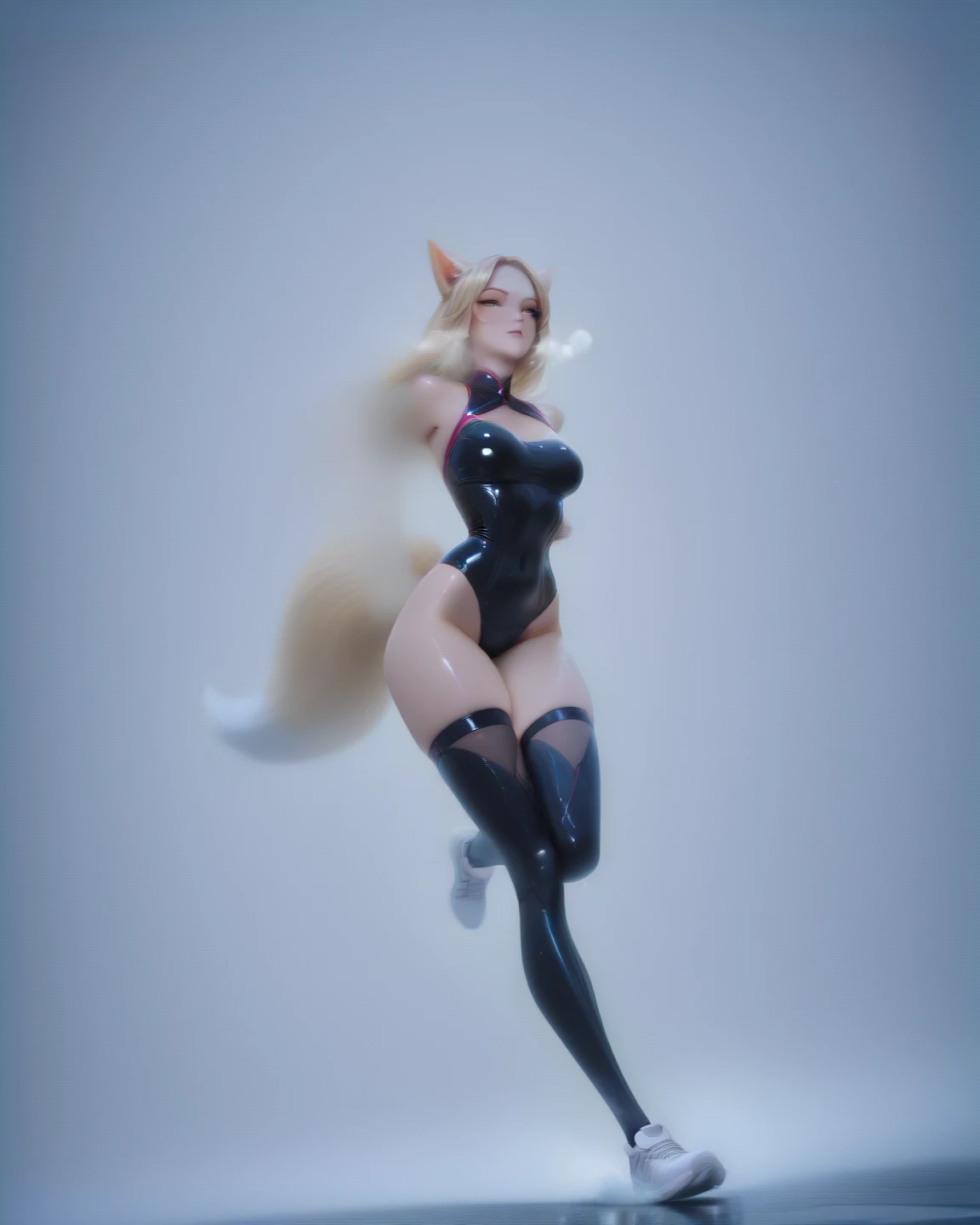 score_9, score_8_up, score_7_up, score_6_up, score_5_up, score_4_up, source_furry, realistic, e621, (mature female anthro husky dog, goth bimbo), looking back at viewer, seductive, beautiful detailed eyes, posing in a nightclub, (wearing a collar, long fishnet gloves, sexy lingerie, g-string, fishnet stockings and garter belt, 8 inch high heels), detailed fur, tail, voluptuous, hourglass figure, large breasts, cinematic lighting, professional lighting