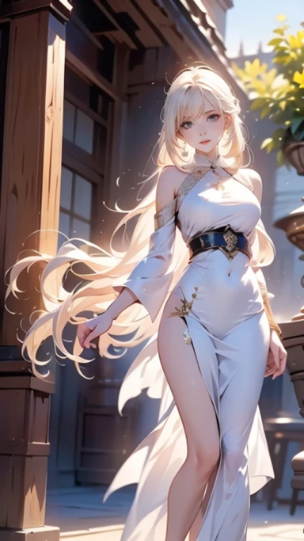 (masterpiece、top-quality、top-quality、photorealistic、Beautifully Aesthetic:1.2)、(1girl in sexy, skimpy white priestess robes)、Extreme details、colourful、highest detail、photorealistic、Unity 8k Wallpaper、ultra-detailed art、Beautifully Aesthetic、1girl with Beautiful face in a Roman colliseum、masterpiece、top-quality、Holy Light、Roman pillars、glittering shards of light, magical glow、semi-profile photo ((long blonde hair:1.7))、(Beautiful hairstyle:1.4)
