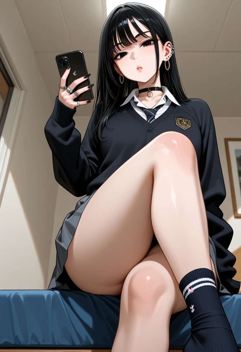 Pussy,selfie,black hair,14 years old,pubic hair,friend,Completely naked,school socks,Punishment game