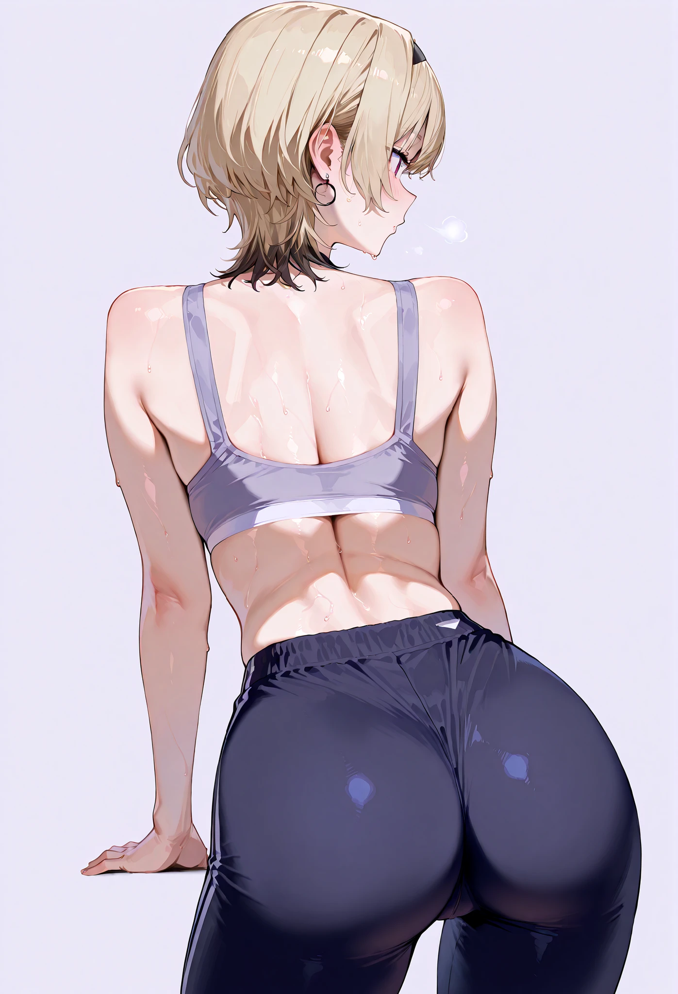 score_9, score_8_up, source_anime, standing, hellsing, seras, femboy, twink, shorts, otoko no, crop top, indoors, ikuchan, ass, ass cheeks, plump ass, rating:safe, sfw