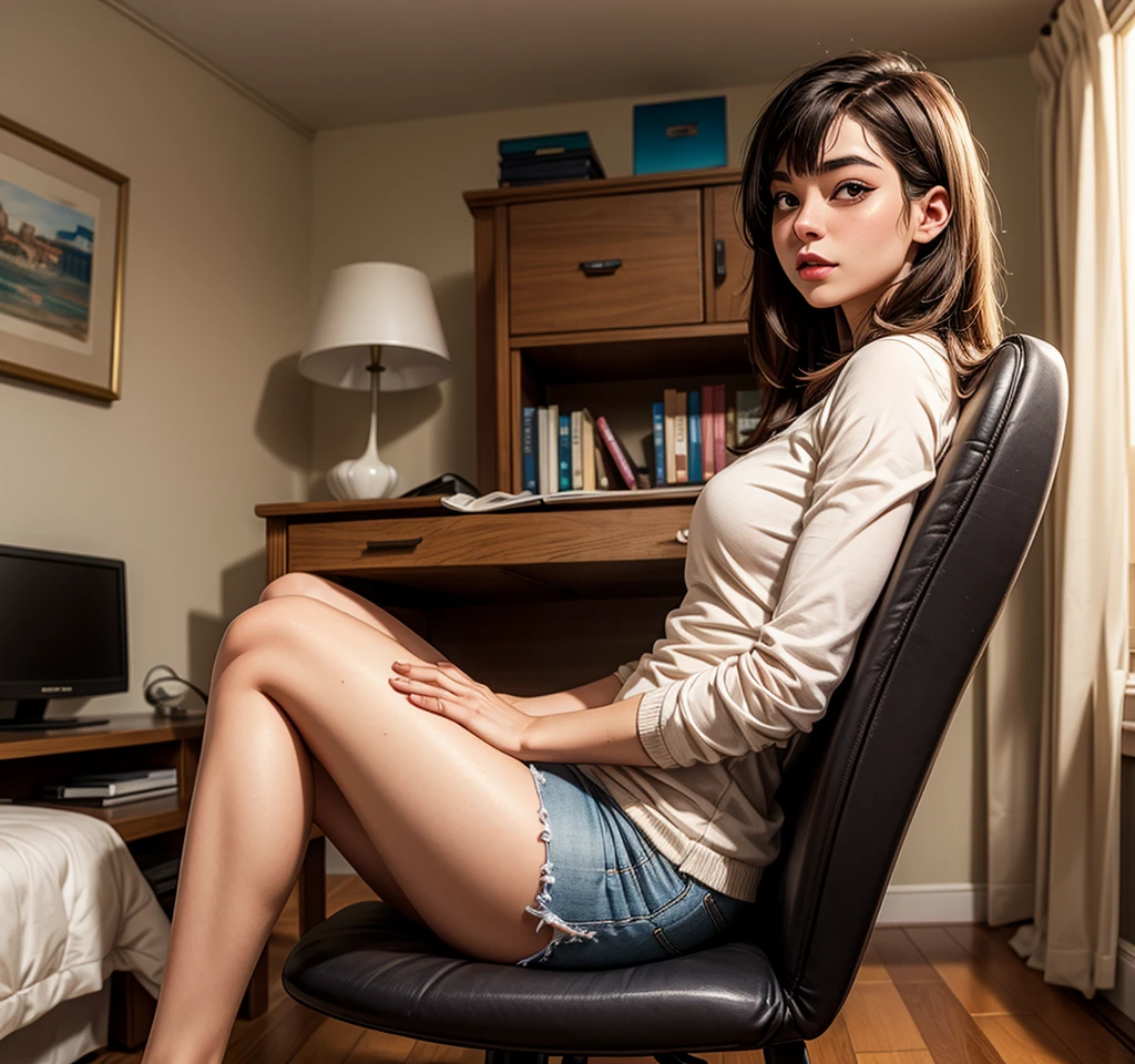 Masterpiece,A beauty,female student,Radiant skin,Photo photos,Charming eyes,Sit on split legs,Ambiguous operation,movie picture quality,8K,best qualtiy