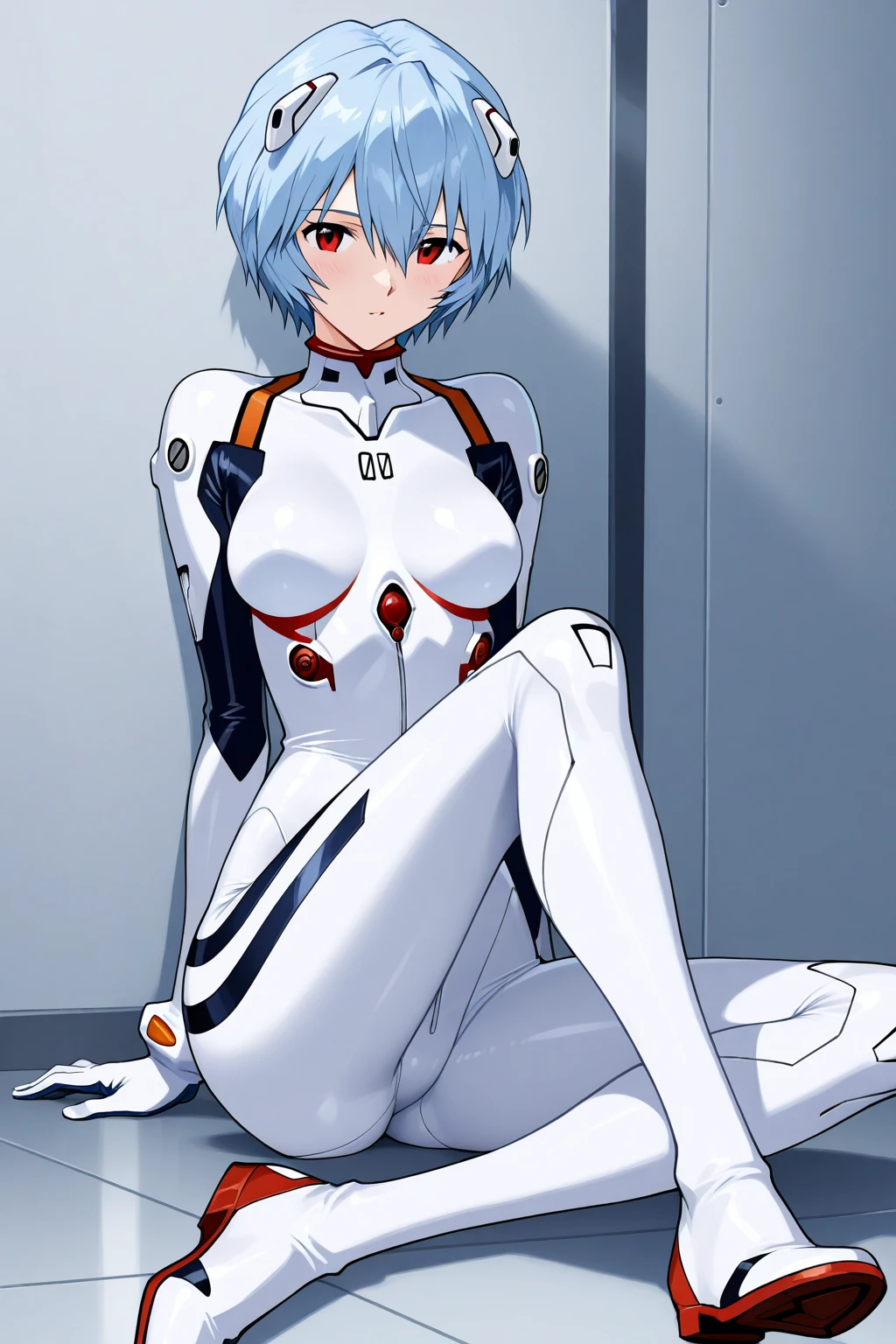 score_9, score_8_up, score_7_up, masterpiece, high quality, 1girl,solo, ayanami rei, red eyes, blue short hair, white latex plugsuit, interface headset, lying, spread legs, hand on crotch, bed sheet, looking at viewer, blurry, eyelashes, covered nipples, breasts apart, medium breasts, (cameltoe:0.7), <lora:SadeXL_v1.1:1>,