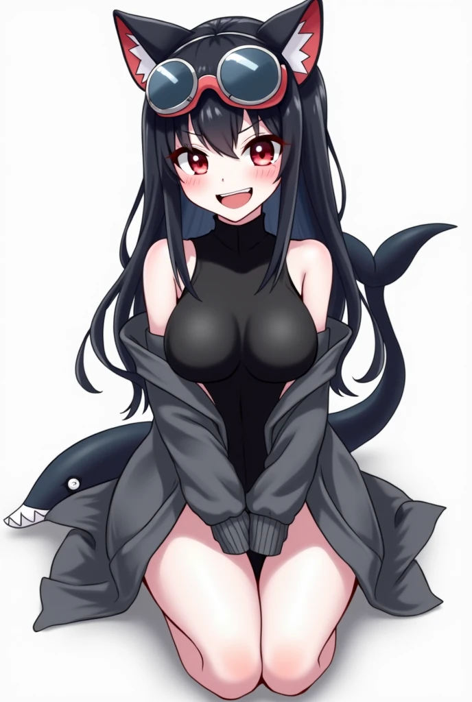 1 person, solo, breasts, looking at viewer, short hair, large breasts, red eyes, navel, animal ears, tail, swimsuit, black swimsuit, white hair, thighs, cat ears, dark brown skin, dark brown skinned woman, cat tail, zoom layer, sexy swimsuit, sensitive swimsuit, obscene swimsuit, obscenely designed swimsuit, sexy swimsuit, risqué swimsuit, erotic swimsuit, exposes navel, very little swimsuit fabric, no underwear except for ultra-thin V front micro plunge, ((only ultra-thin V front micro plunge)), ((only black ultra-thin V front micro plunge))