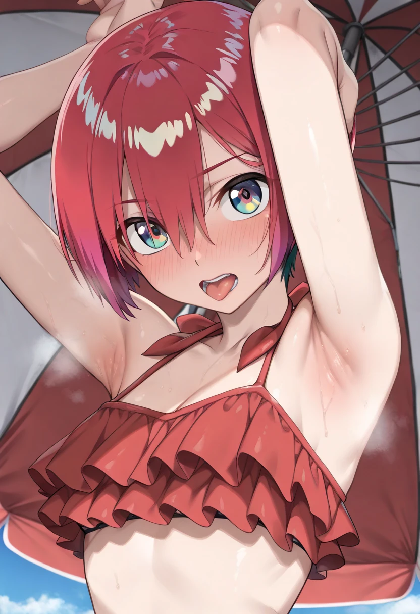 Red hair, green eyes, short hair, naked, white background, smoll stature, chibi, flat cheast, flat tits, show pussy, naked, unclothed. medium thighs, small breasts, pink areola, 1 girl, one girl, small stomach, curvy waist, round butt, small belly, clear skin, 1 girl, cute girl, smoll tits, curvy waist, good butt, one girl, 1 girl, naked, 1 girl