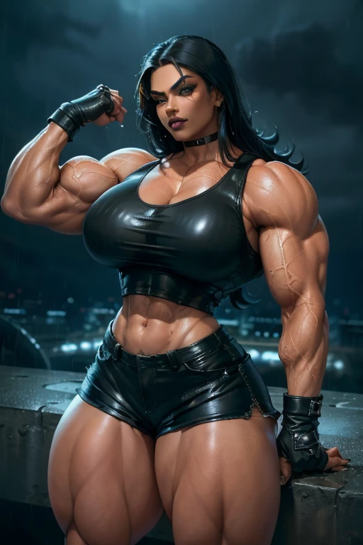 (1 garota), (megan raposa:1.25), (latex panties:1.25), Beautiful girl looking at camera, (Extreme muscle definition:1.5), (Peitorais musculosos planos:1.4), (huge muscular arms:1.5,) (Abdominais de 10 pacotes:1.4), (muitas veias:1.25), pernas finas, realista, Rosto e olhos muito detalhados, Obra de arte