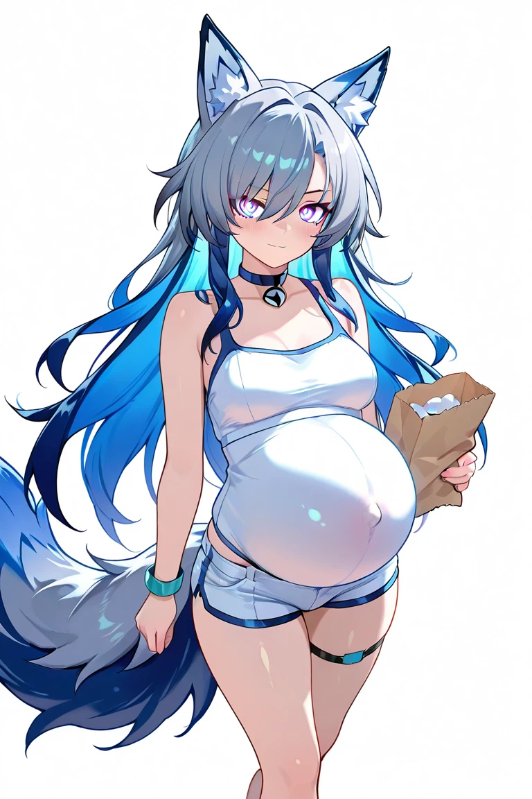 drawing of a cat with blue eyes and a bow tie, 雌性fursona, female furry mini cute style, 毛茸茸的fursona, fursona!!!!, full body adoptable, generic furry style, Furry character, Holo is a wolf girl, an anthro wolf, 长毛人形fursona, professional furry drawing, furaffinity fursona,10 months pregnant,underdressing