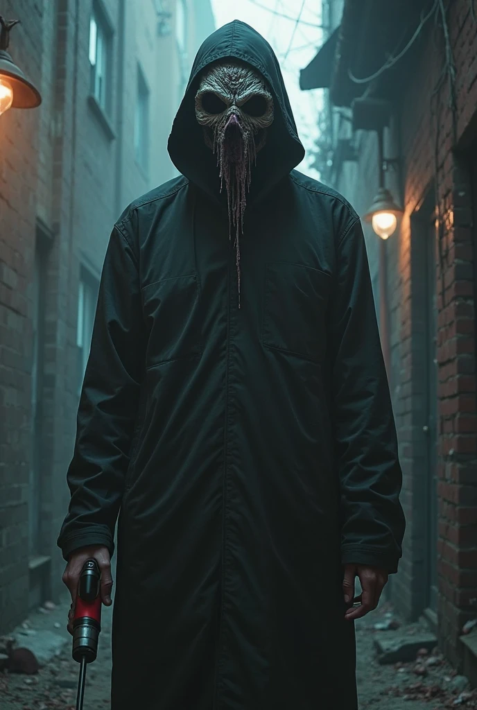This is a guy who can't even see his face, just a black shadow, with a pair of giant red eyes, surrounded by something that looks like tentacles. Mysterious and great.