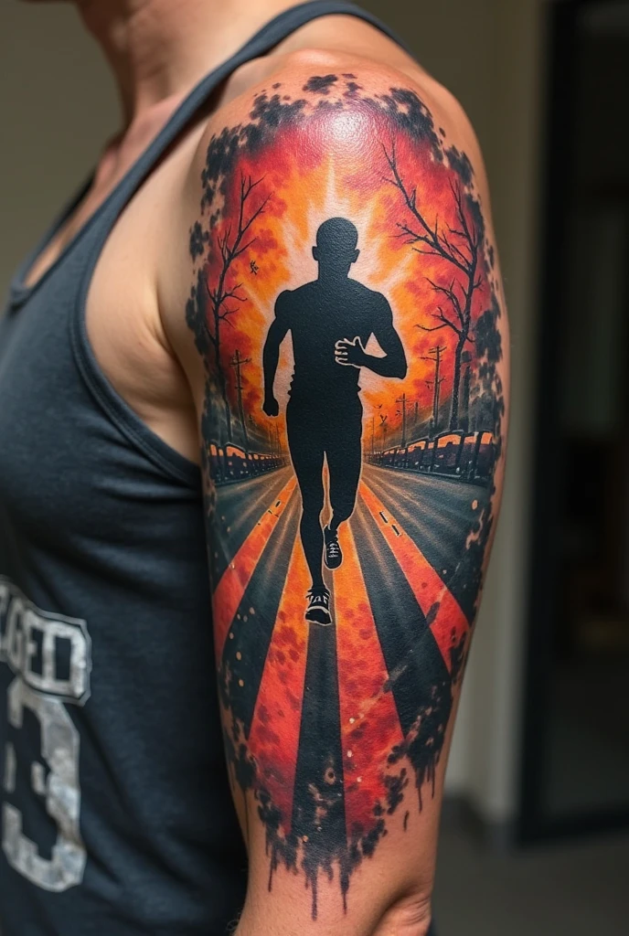 Sketch running tattoo