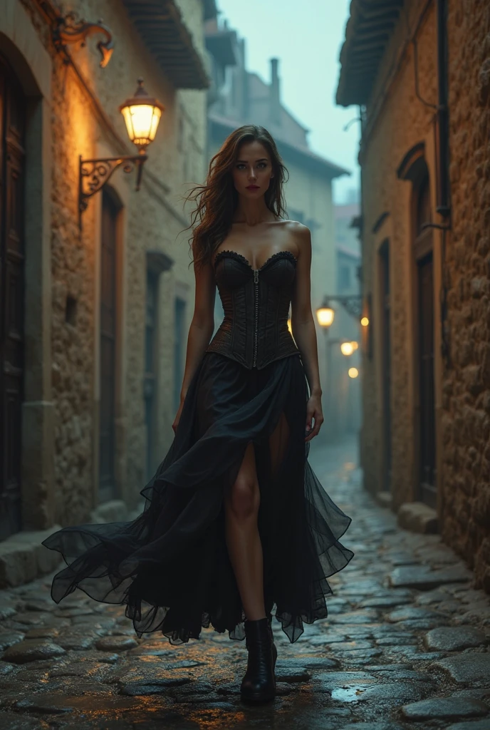 aa picture of mist covered female vampire, ((you see only glimpses of her body:: 1.5)) a pair of ((glowing eyes: 1.3)) through the mist, high heels, black high heels, glamour dress, dynamic color dress, fantasy dark alley background, torchlight, (best details, Masterpiece, best quality :1.5), ultra best realistic pictures , best details, best quality, 16k, [ultra detailed], masterpiece, best quality, (extremely detailed), ultra wide shot, photorealism, depth of field