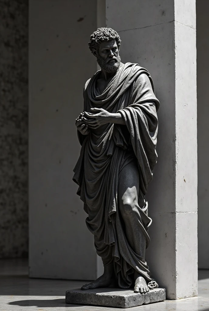 Statues, marble statues, ancient Greece art, ((Statue of a wise man in ancient Greece costume)), studio lighting, best light and shadow, realistic, high detail, simple background