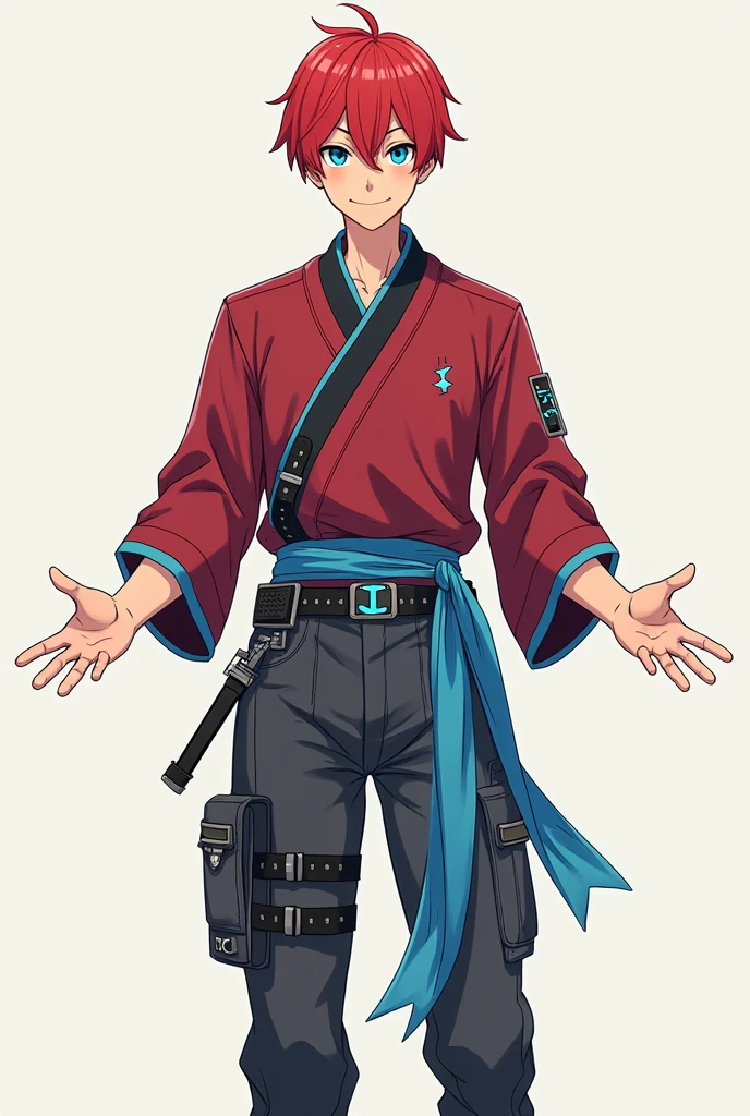 a close up of a person in a red jacket and black pants, ((wearing aristocrat robe)), royal attire akira, inspirado em Okumura Masanobu, inspired by Taiyō Matsumoto, inspired by Kamisaka Sekka, inspired by Gigadō Ashiyuki, inspired by Itō Ogura Yonesuke