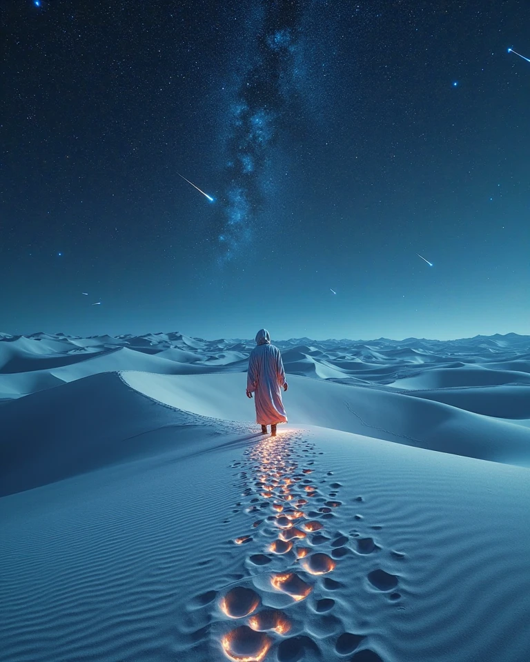 Desert, at night, pink tones
