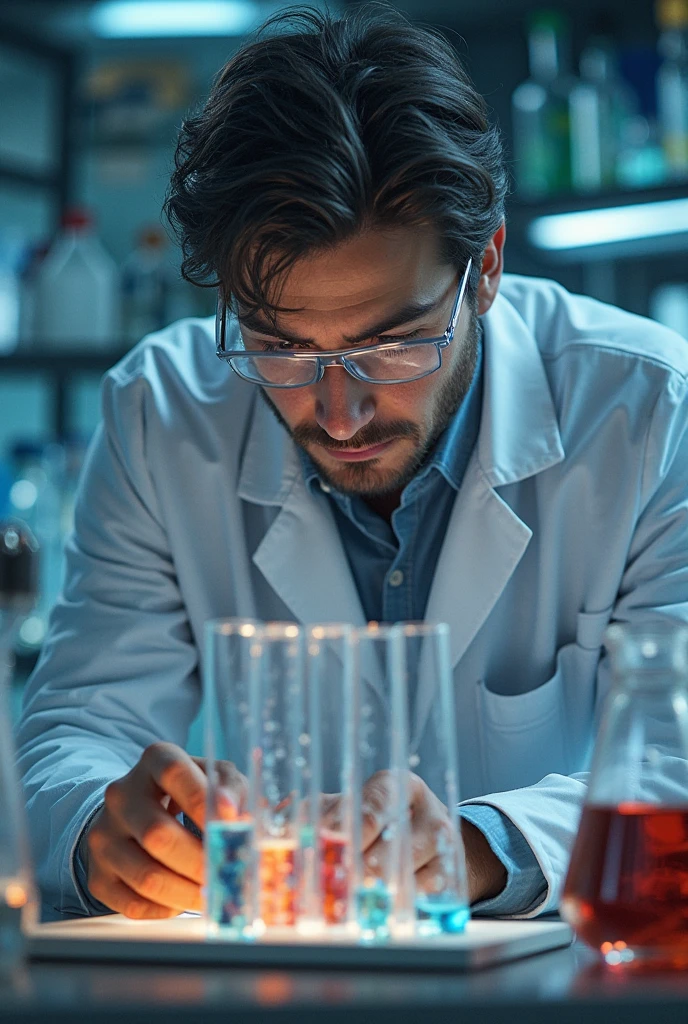 Image for the cover of my notebook with Cristiano Ronaldo in scientist mode performing an experiment
