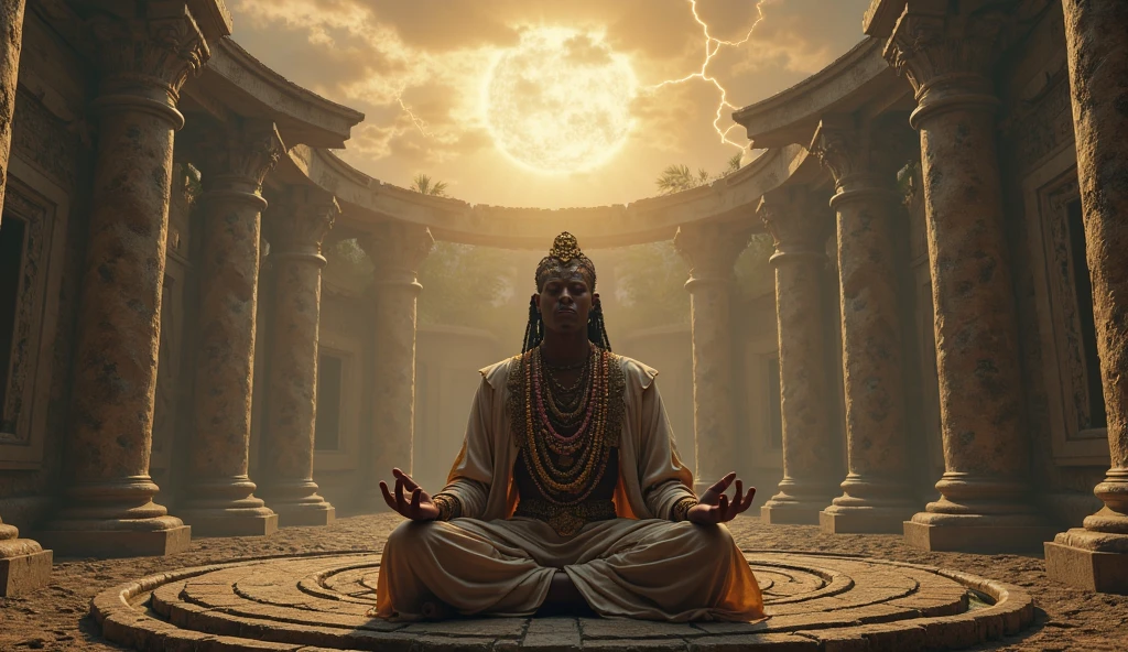 Hanuman ji doing meditation infront of idol of lord Ram 