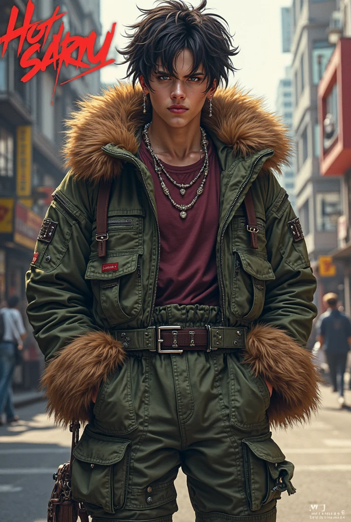green:1.5, orange:1.1, white:1.3, yellow:1.3, (rapper with dread hair),tattoos, (power puffer clothes:1.2),flowers,leaves,fog,lines,circles background