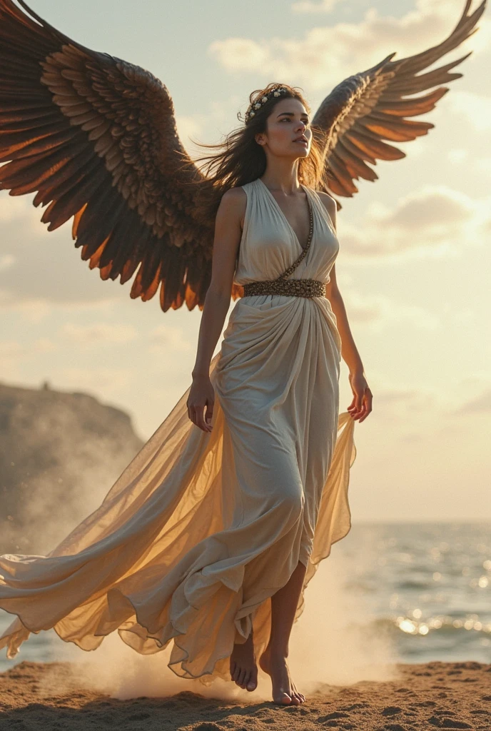 mejor calidad, obra maestra, ultra-high-resolution, (realistic photograph:1.4), surrealismo, Similar to a dream,FusionArt, evil fallen angel with huge wings of fire lying on the ground, in an apocalyptic city in flames, staring at the camera, Magia de sombras, Control de la oscuridad, secreto, Paso de sombra, Hechizos fronterizos, Cuchilla oculta,