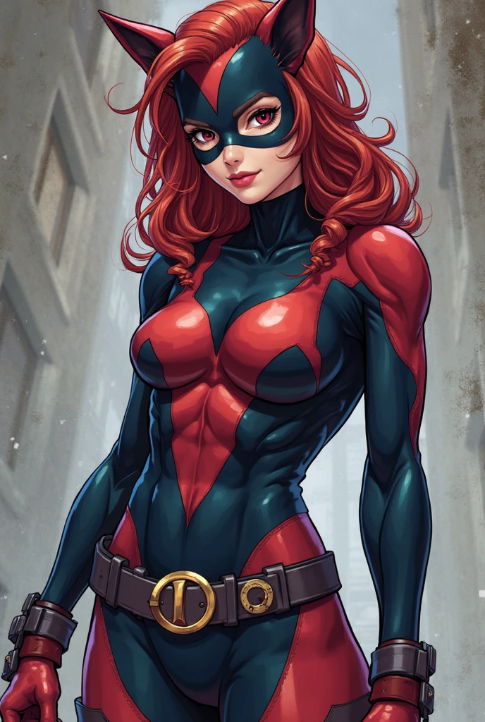 batman catwoman in wetsuit with red hair and black mask, alena aenami and artgerm, artgerm greg rutkowski _ greg, beautiful comic art, ross tran 8 k, style artgerm, artgerm detailed, extremely detailed artgerm, by Ross Tran, chris moore. artgerm, artgerm 4 k, batwoman
