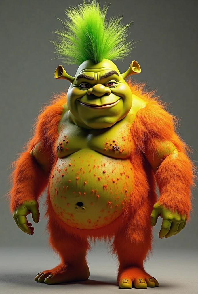 In the lab Minion Bob stands in the midst of the fading green smoke, His body transformed into a Hulk version but with glowing yellow skin.