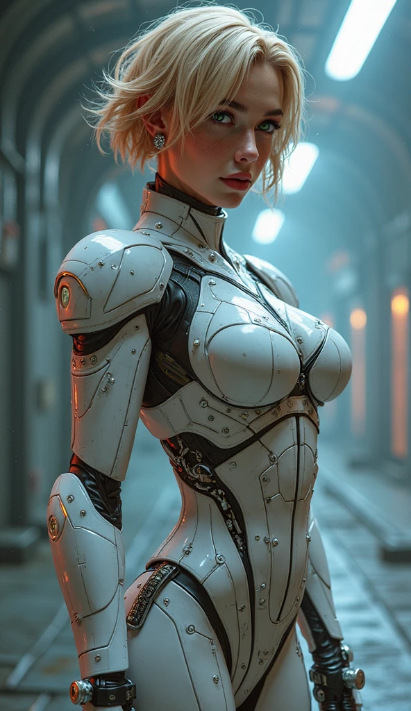 There is a woman in a robot suit posing next to an ancient building, Beautiful white girl half cyborg, Cute cyborg girl, Beautiful girl cyborg, Perfect Robot Girl, Cyborg girl, Young cyborg grady, Beautiful Female Robot, Beautiful robot woman, cyborg girl, perfect cyborg female, porcelain cyborg, Female robot, Beautiful cyborg images