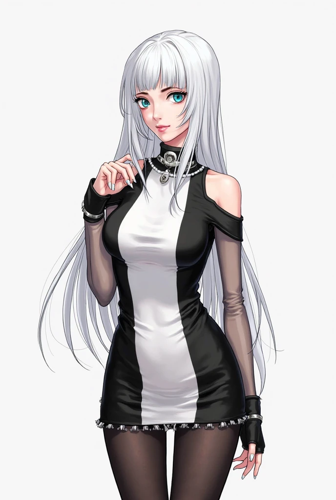 White-haired beauty with long legs