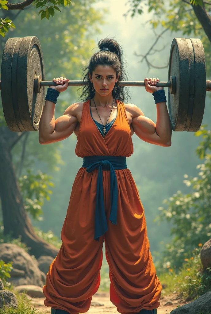 An Indian woman from Maharashtra, performing a deadlift