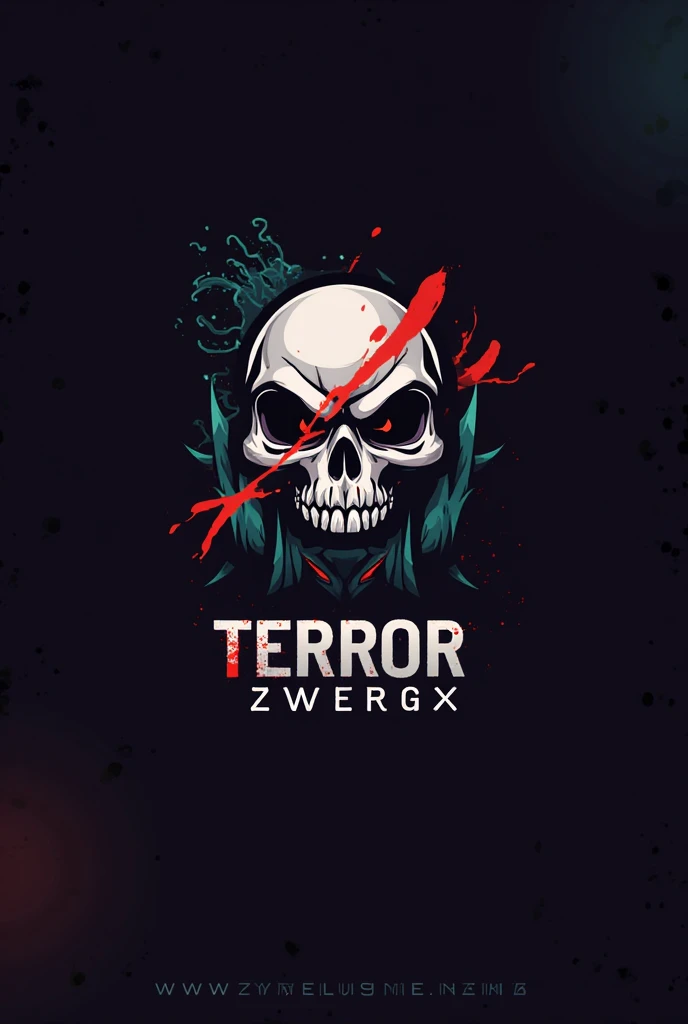 logomkrdsxl,an edgy logo 3D patterns with terror, vector, text "terror", best quality, masterpiece, brand, dark background,