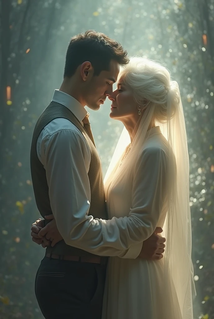 original, intricate detail, illustration, masterpiece, extremely detailed CG unity 8k wallpaper, highlight, sharpening, dynamic, bokeh, auburn hair girl, kissing old man, bdsm, leather, whips, tied up nude