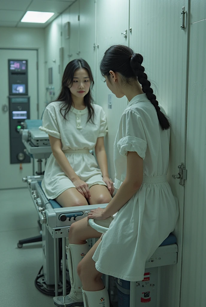 A beautiful Japanese girl with fair skin and angelic features....... She is a teenager、Looks like a slender middle school student. The girl is wearing a ballet costume, tome&#39;a little embarrassing for her. She has a childish appearance with a flat chest. The stage is a hospital, especially in pediatric wards. The doctor is conducting a medical examination of the girl, Includes genital examination. The atmosphere inside the hospital is professional and clean....... The girl is a little nervous about the vaccination she is about to receive....... The artwork is、Must be realistic, Highly detailed photorealistic quality, high resolution render。. Color palette should be soft and pastel, Gives a cute and innocent atmosphere. Lighting should be balanced and natural, Beautifully illuminate the scene.、Show nipples、Underpants１becomes a sheet、Flipping through underwear、Pained look、receive an injection、Hold the knife、Rehabilitation、male scary sexual doctor、sexual harassment、Examination without clothing、male genitalia-shaped device、Diagnosis of female genitalia、Pediatric specialty hospital