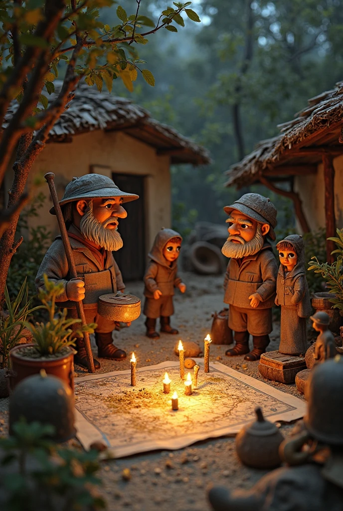 (pixer style),miniature garden、Tree House、House of The The Hobbitt、The Hobbitt&#39;daily life、sense of life、Miniature Figure Models, Right-to-left light source, Rambrandt Lighting, Right-to-left light source,  (top down), realistic scale, Post-processing, ((Orthogonal perspective)), Super detailed, realistic, 超realistic, realistic rendering, slightly dim lighting、perfect blurred background、professional photographer
