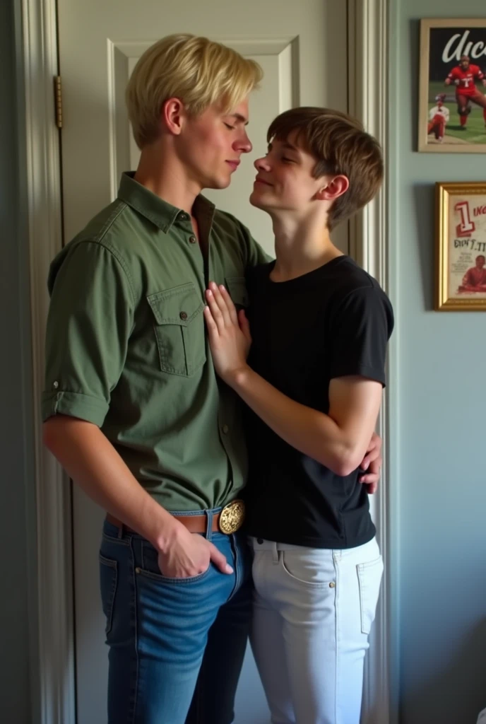 masterpiece, best quality, 2boys, adult males, beards, chavs, rough, dirty, Mancunian, mean, bullies, druggies, skinheads, in front of suburban house, hugging, homoerotic, realistic, dramatic lighting, atmospheric, intricate detail