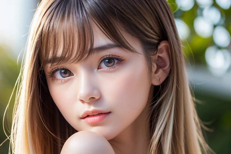 menina 16 anos em vestido de sol na praia, (vestido de sol branco), retrato, rosto bonito, olhos bonitos, fora, retrato, smile shy, olhos abertos, foto premiada, melhor qualidade, corpo inteiro, Hannahowo, cabelo castanho soprado pelo vento, portra 400, f2.8, cores naturais, texturas detalhadas, natural lightting, zeiss, medium format, bokeh, contato visual