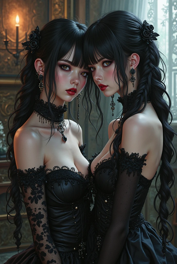 This is a fantasy character portrait.  (((Looks sultry and wanton.))) (((Looks like a woman who gets what she wants.))) Looks like a single character portrait of a sexy, exciting, female adventurer for a high fantasy setting.  Her body measurements are 36-24-36.  She looks like a sexually aggressive, fun, confident woman for a fantasy role playing game like Dungeons & Dragons.  She is exciting and dramatic, with an excellent fashion sense and very sexy and cool hair style.  She wears fantasy attire, such as a corset.  She is a very interesting woman in her early 20’s.  She also has a beautiful body that other women are envious of. Art in the style of fantasy artist greg rutkowski.  Art in the style of fantasy artist artgerm. hyper detailed, gothic art, trending on artstation,intricate details, ultra detailed,, ultra detailed clothes, epic masterpiece, ultra detailed, intricate details,  award winning, fantasy art concept masterpiece, trending on Artstation, digital art, unreal engine, 8k, ultra HD, centered image