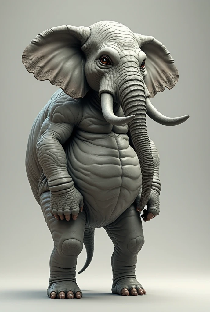 Create a fairly tall and quite obese and fat anthropomorphic elephant