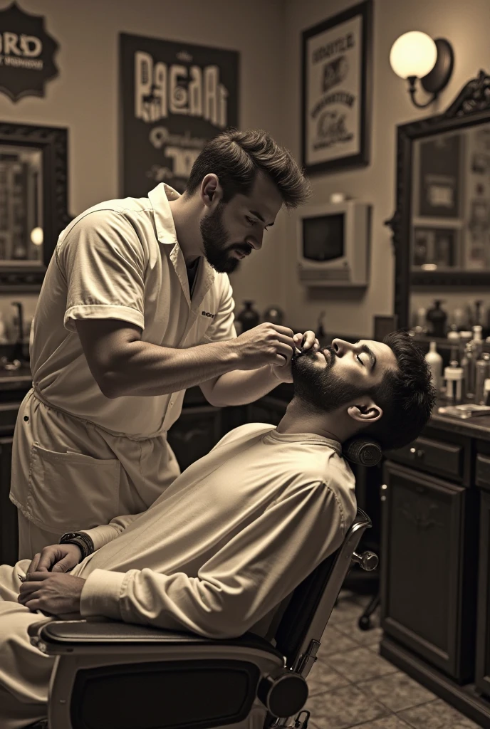 create a man eating another man's ass
