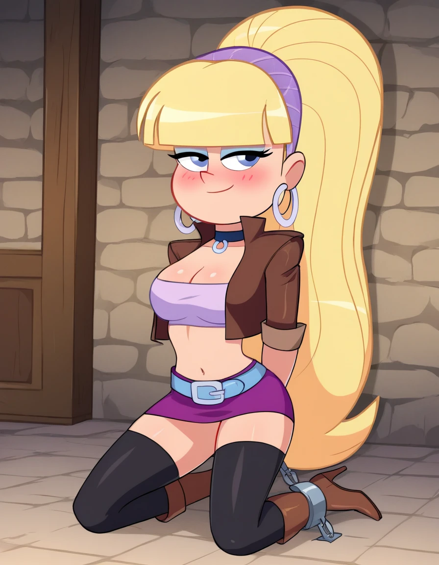 a 40-year-old busty blonde posh mother fighting with her flat-chested blonde rebellious 18-year-old daughter over a man's cock