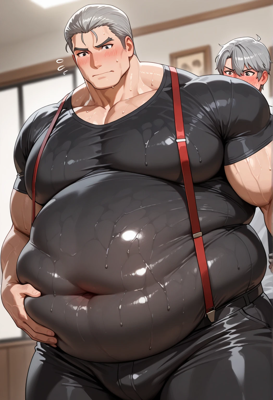 huge muscular old man as truck driver