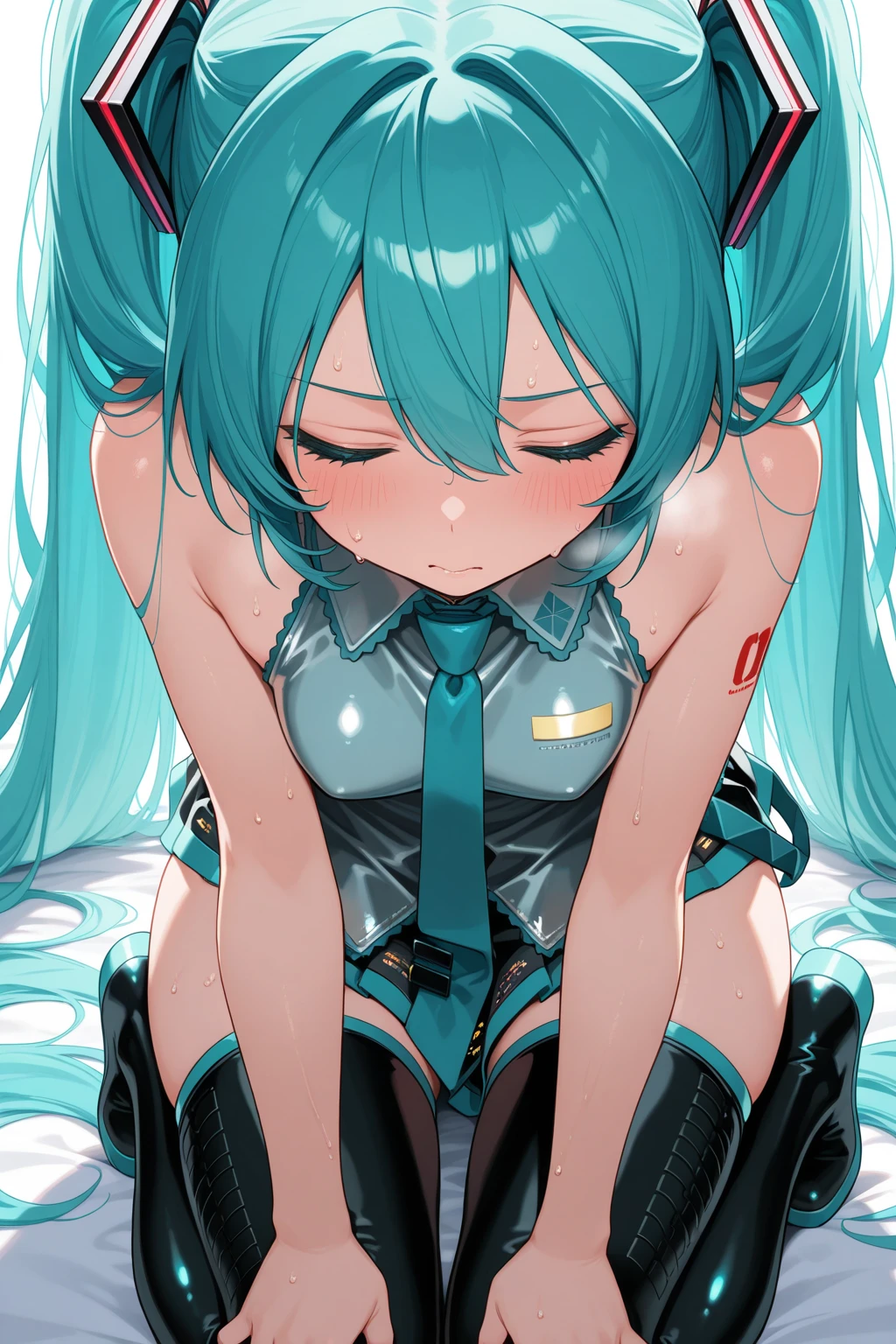 NSFW,miku hatsune,high-level image quality,red blush,Girl trembling with sexual climax,Sweat,Full limbs,complete fingers,Ejaculation on clothes,Ejaculation all over the body,fullnude,Tremble,Open your crotch,Back,nightcity,vaginal,sex,Mileland,Outdoor units,backdoor,