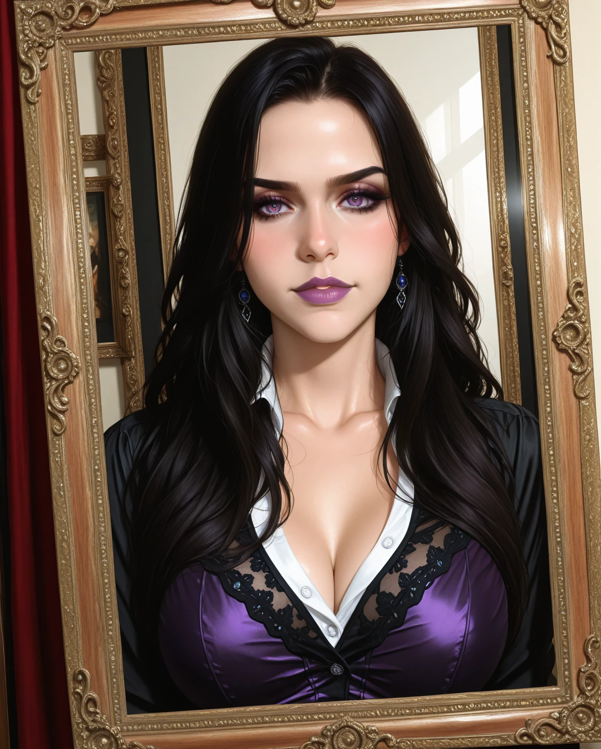 score_9_up, score_8_up, score_7_up, 1girl, solo, mature female, ((Yennefer)), black wavy hair, purple eyes, red lips, parted lips, fit slim body, ((perfect medium erected breast)), (((purple lace stockings, black choker, purple diamond anal plug))), (((dark bedroom, candles on walls,))), perfect model body, screaming, standing on all fours and having sex with man, man fucking her pussy with penis, penis penetrating her pussy, perfect pussy penetration, (((from behind ass look)))