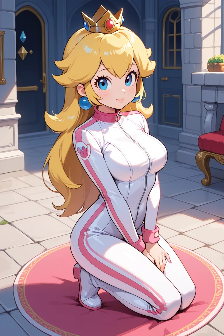 1girl, solo woman, 1 person, single person, woman with a ((PINK)) sleeveless turtleneck sweater, short ((PINK)) skirt, full body portrait, girl fanart, !!full body portrait!!, fullbody portrait, full body character portrait, full-body character portrait, detailed full body, full body illustration, anime full body illustration, anime style character, blonde hair, hairstyle: Pigtails, white thighhigh socks, green eyes, freckles, ((GOLD)) hoop earings, ((no item in hands)) ((ECCHI)) ((LEWD)) ((naughty)) ((Showing skin)) ((Showing chest)) ((Open chest)) ((WHITE BACKGROUND)) white background, 4k resolution blank background, White backdrop