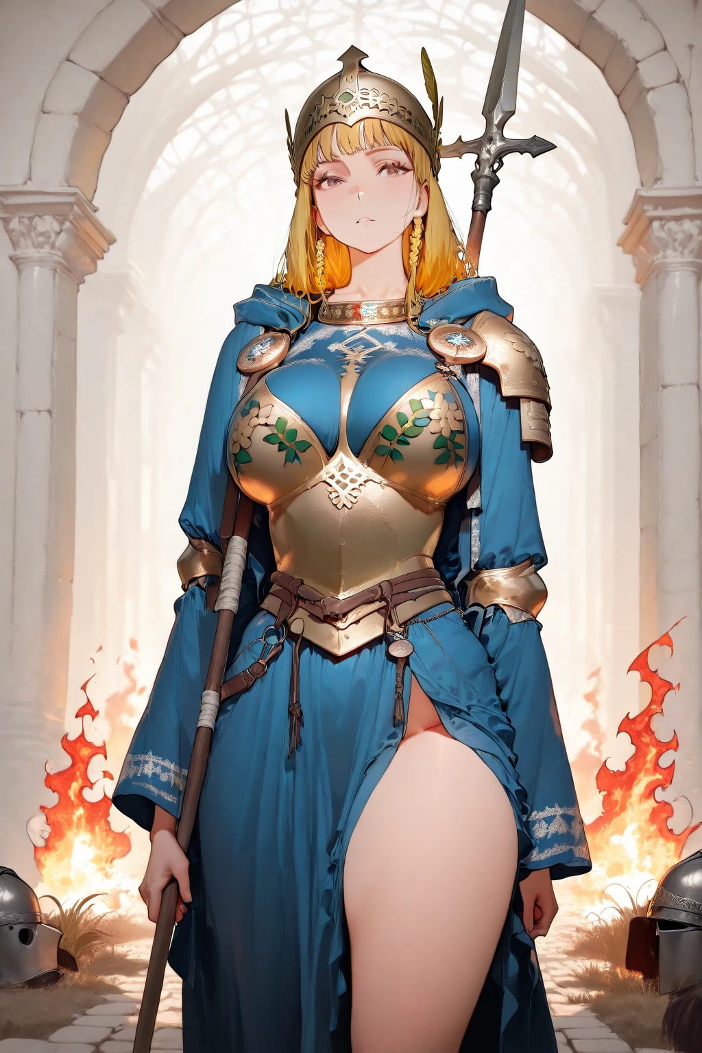 (masterpiece, best quality, highly detailed), 1girl, sarielx, heterochromia, braided ponytail, braided bangs, dramatic lighting, god rays, gold armor, underboob, gold skirt, gold boots, angel wings, head wings, cathedral, vitril, stained glass, standing, angel, wings, full body, feet,Gothic art, Renaissance, glowing light, god rays, blurry, sparkle, motion blur, depth of field, chiaroscuro, cinematic lighting, chromatic aberration, backlighting, bloom, blending, UHD, retina, masterpiece, ccurate, anatomically correct, textured skin, super detail, high details, high quality, award winning, best quality, highres, pullover, pants, sword holding, smile, happy, blush, pantyhose, bodysuit, refsheet