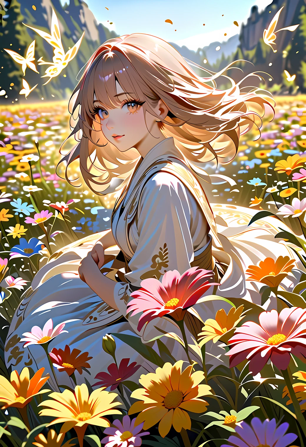 beautiful It emits magic to turn everything in the surrounding area into a field of flowers pretty face lots of flowers