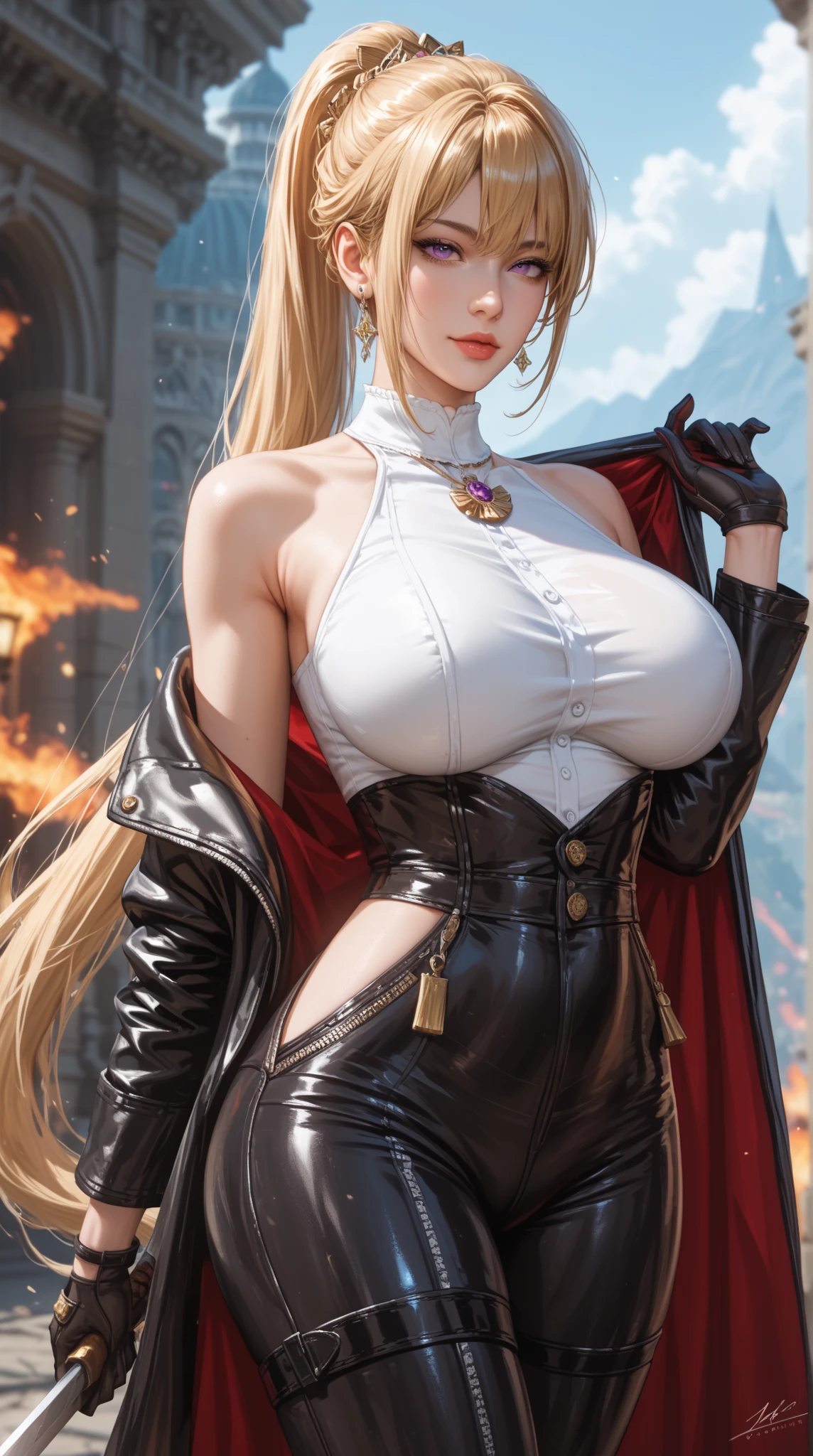 Gorgeous and attractive female soldiers fighting on the battlefield, Grinning sadistically, A sadistic smile, expensiveランク, Dominant, Defiant attitude, Conceit, teasing, expensive, Statue-like, Hall々And, Towering, Biceps, Triceps, Eight Pack Abs, Very toned abs, Evening Dresses, Broad shoulders, thin腰, Tight waist, Huge breasts, slim, thin, Toned Up, Long eyelashes, compensate, Perfect Eyes, eyeliner, Perfect Lips, Long fingers, Delicate fingers, Long nails, Supermodel, Shoulder Tattoo, (uniform), Sunburned skin, Official Uniform, colonel, marshal, Lieutenant, Platinum Blonde, At night,