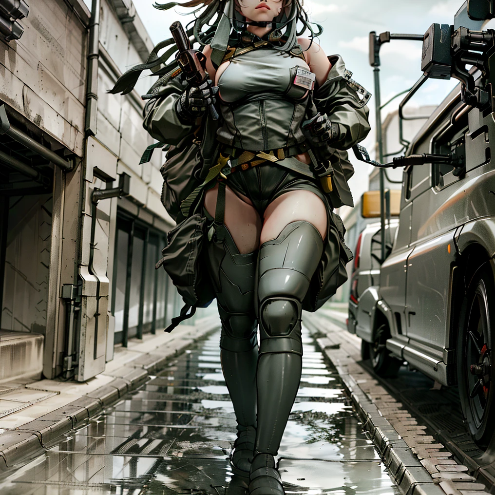 Shizuka from "queen's blade", (squatting with legs open to pee her pants on the side of the road:1.4), (open legs squat, peeing:1.25),look of relief and arousal on her face, full body portrait, 8k, masterpiece, detailed, physically-based rendering, vivid colors, dramatic lighting, intricate details, detailed face, beautiful eyes, beautiful lips, (correct anatomy:1.3), human anatomy 