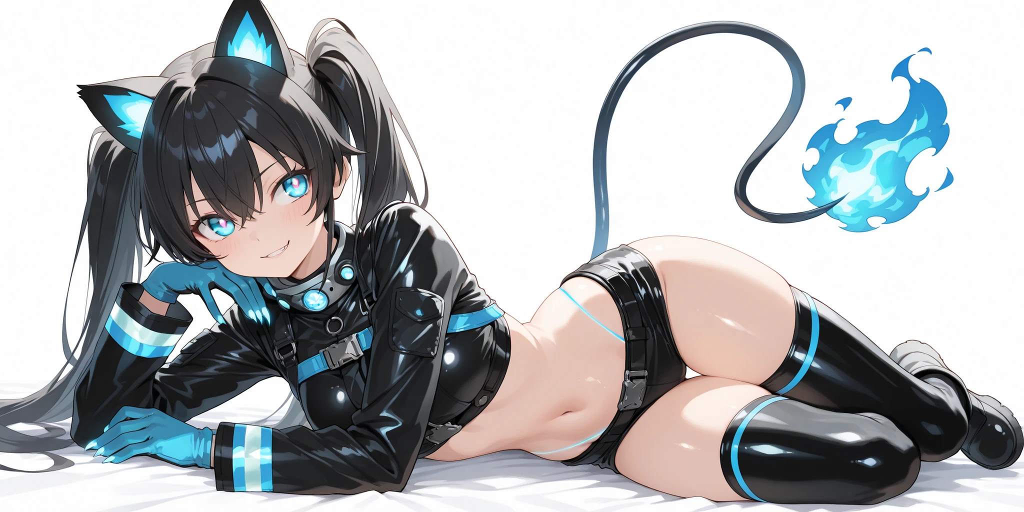 (top-quality、in 8K、32K、masterpiece、nffsw、超A high resolution、Impresionismo、Photorealsitic:1.2)、Colossal tits、cowboy shot, detailed faces and eyes、 nightclubs、Fancy lighting、Jack-o'-lanterns are placed、Halloween Costumes、beauitful face、blurry backround、16-year-old beautiful girl、shinny skin、long、Beautiful black hair、Blunt bangs、Blue eyes、(Katyusha:1.2)、Tiger ears、Tiger tail、Small shirt、a miniskirt、Short boots、Curve、Stand on one knee、(I can see panties.:1.2)、Embarrassing face with mouth closed、On all fours、Chained collar、Iron Man in Chains